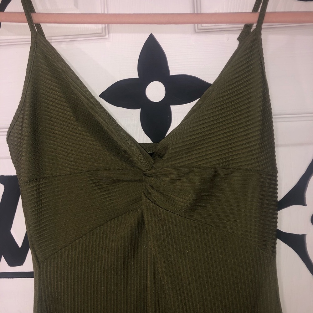 NWOT Olive Ribbed Dress - Picture 3 of 4